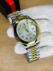 Rolex Stone Dial Edition – White Luxury Watch with Date Display