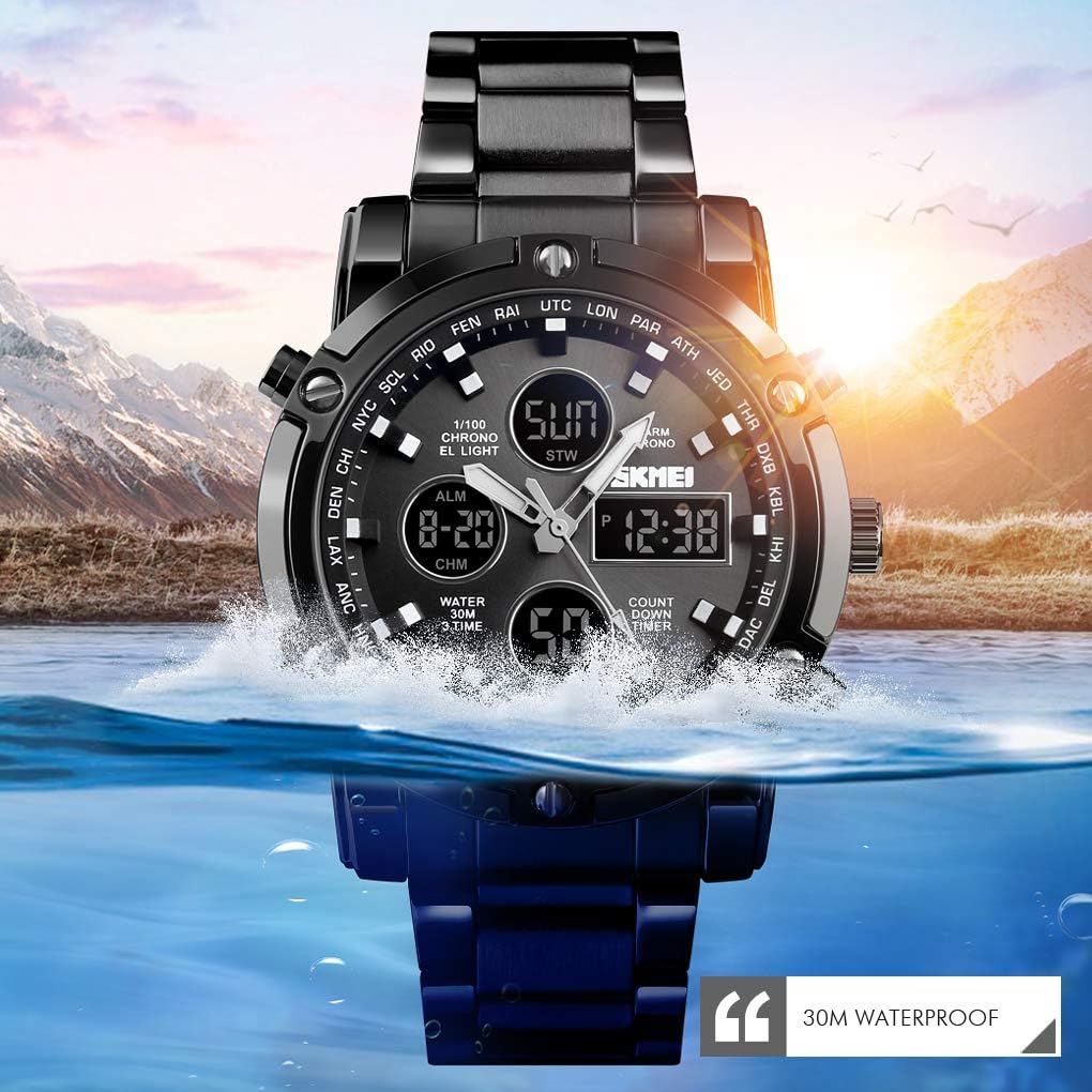 TOKDIS Men’s Luxury – Digital Sports Watch, Stainless Steel Edition
